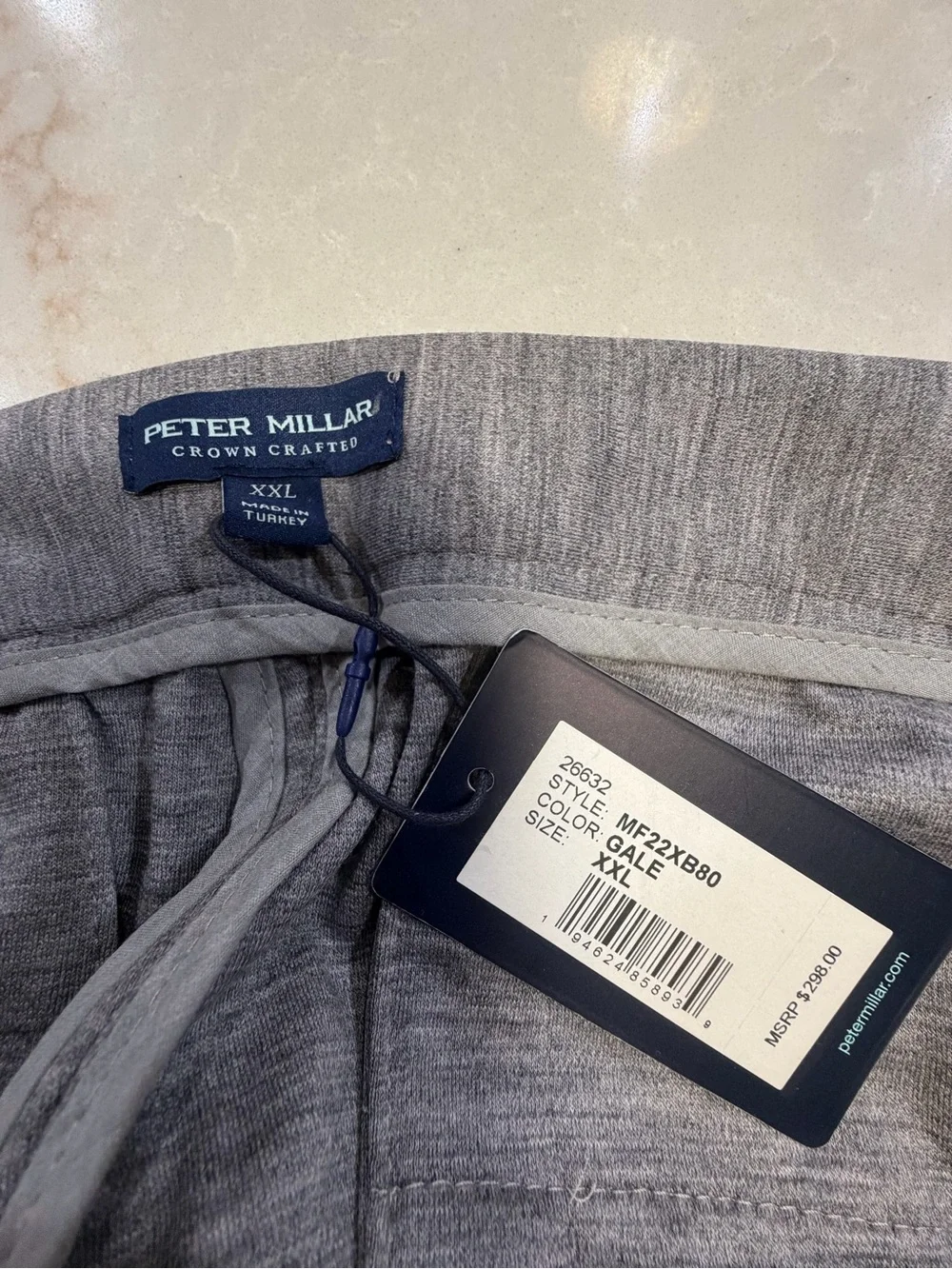 NEW $298 Peter Millar Men’s Excursionist Wool Jogger Pants Gale Gray Size XXL